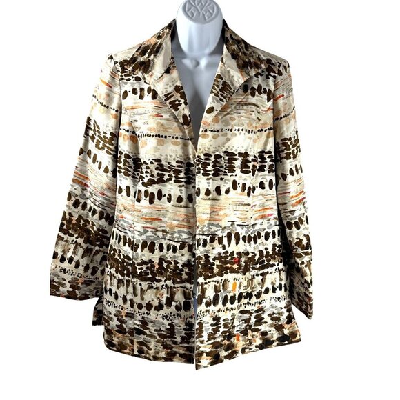 Chico's Jackets & Blazers - Chicos Womens Abstract Print Silk Blazer Jacket Lightweight Artsy  Size 1 (M)